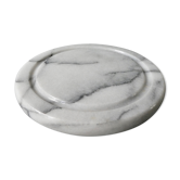 Dessous de plat en marbre blanc, veiné gris