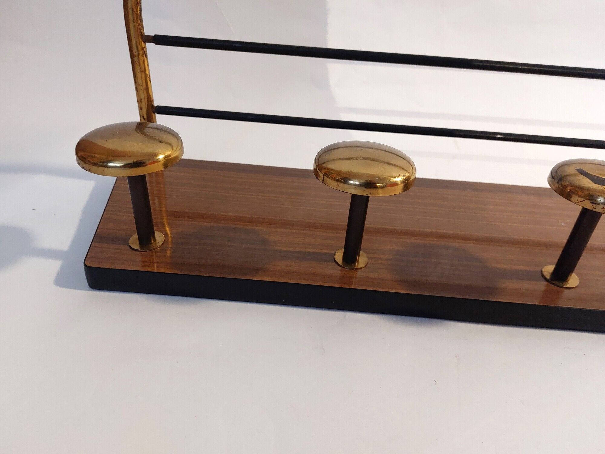 Wall coat rack gilded brass and formica 1960 vintage