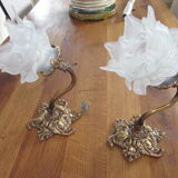 Pair of bronze wall lamps