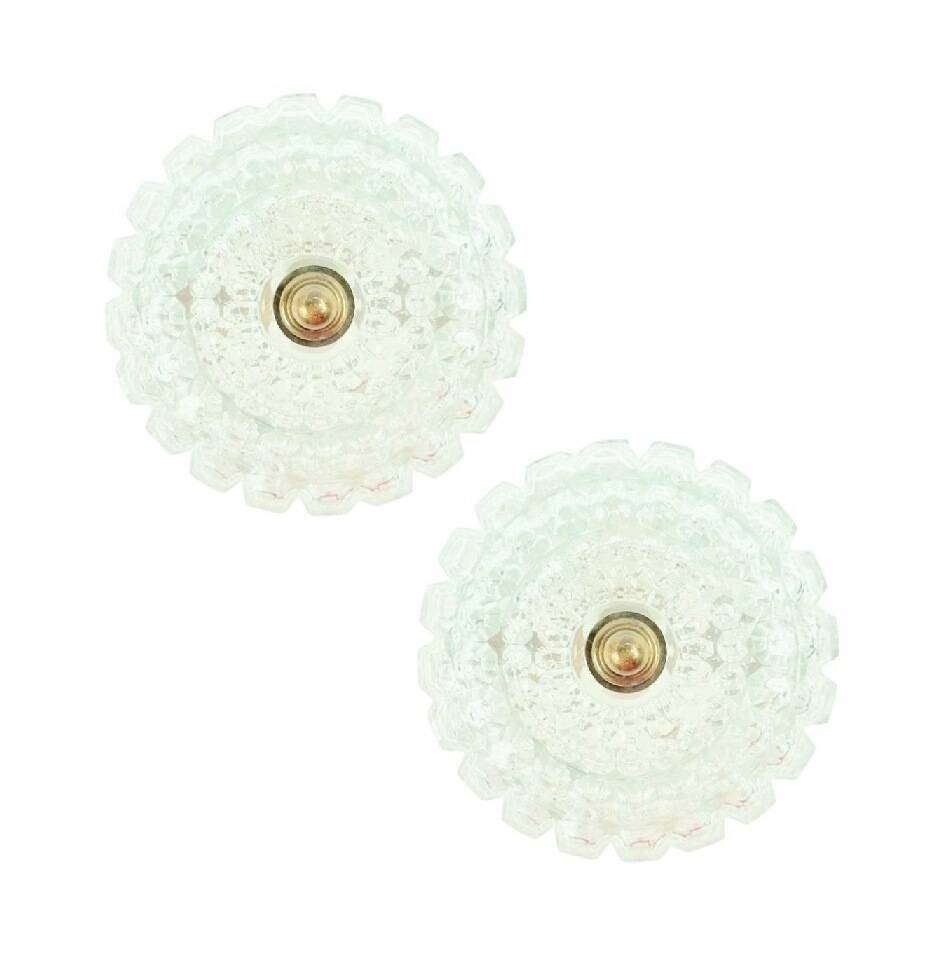 Pair of Mid-Century Diamond Glass Wall Lights H. Tynell for Limburg, 1970s