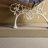 Garden bench with cast iron legs, Art Nouveau style.