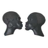 African profile sculptures in ebony