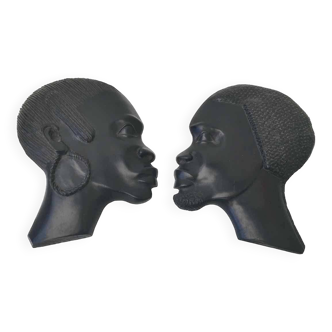 African profile sculptures in ebony