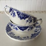Pair of cups and saucers / Delft blue Gien earthenware