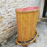 Bamboo tiki bar and two stools
