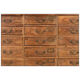 Old teak storage cabinet with 21 drawers