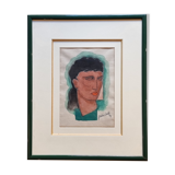 Portrait of a woman in lipstick, signed watercolor