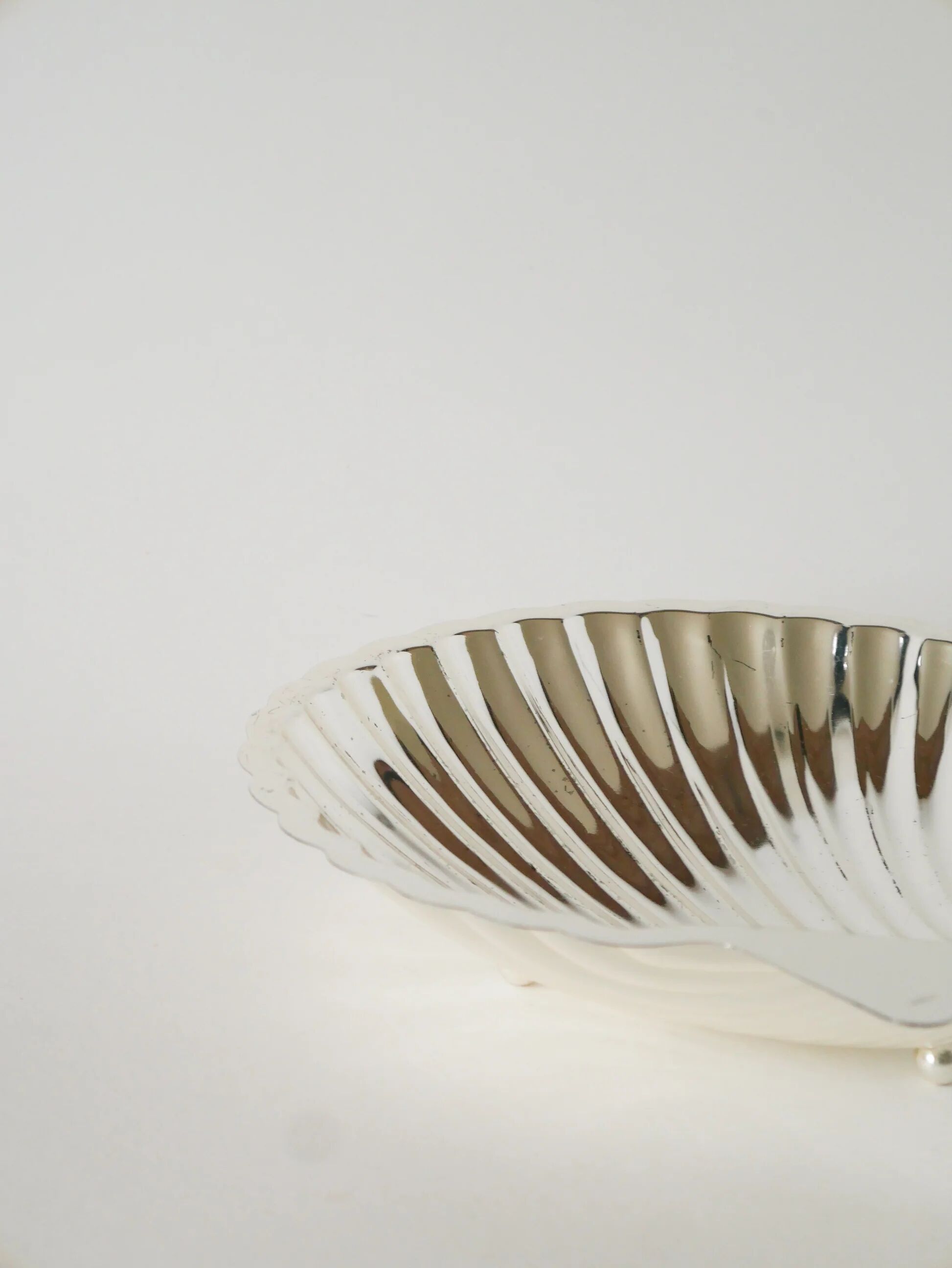 Large silver-plated shell-shaped bowl, 1950.