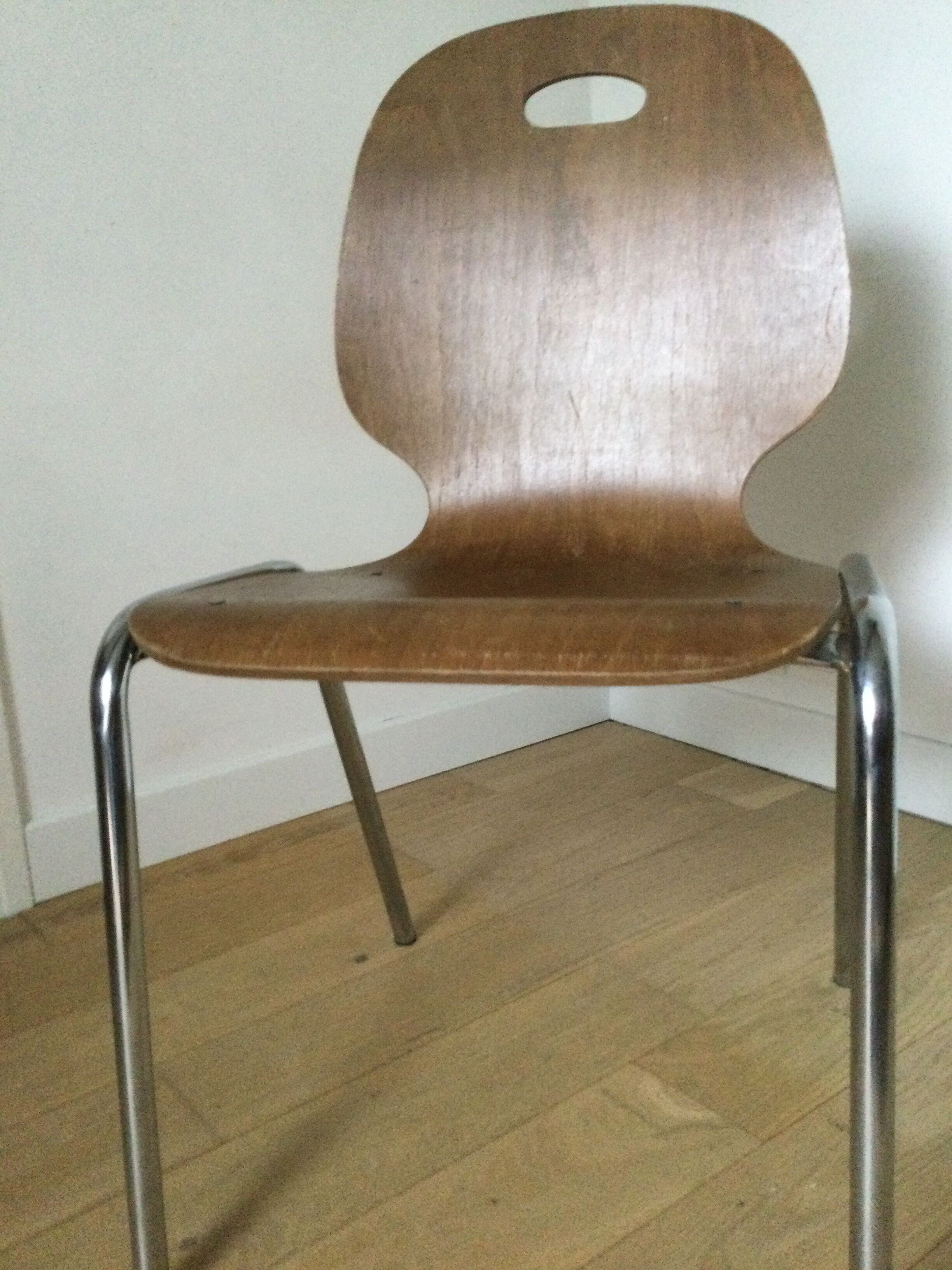 Vintage chair wood and chrome