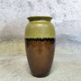 Lime green, black and brown ceramic vase.