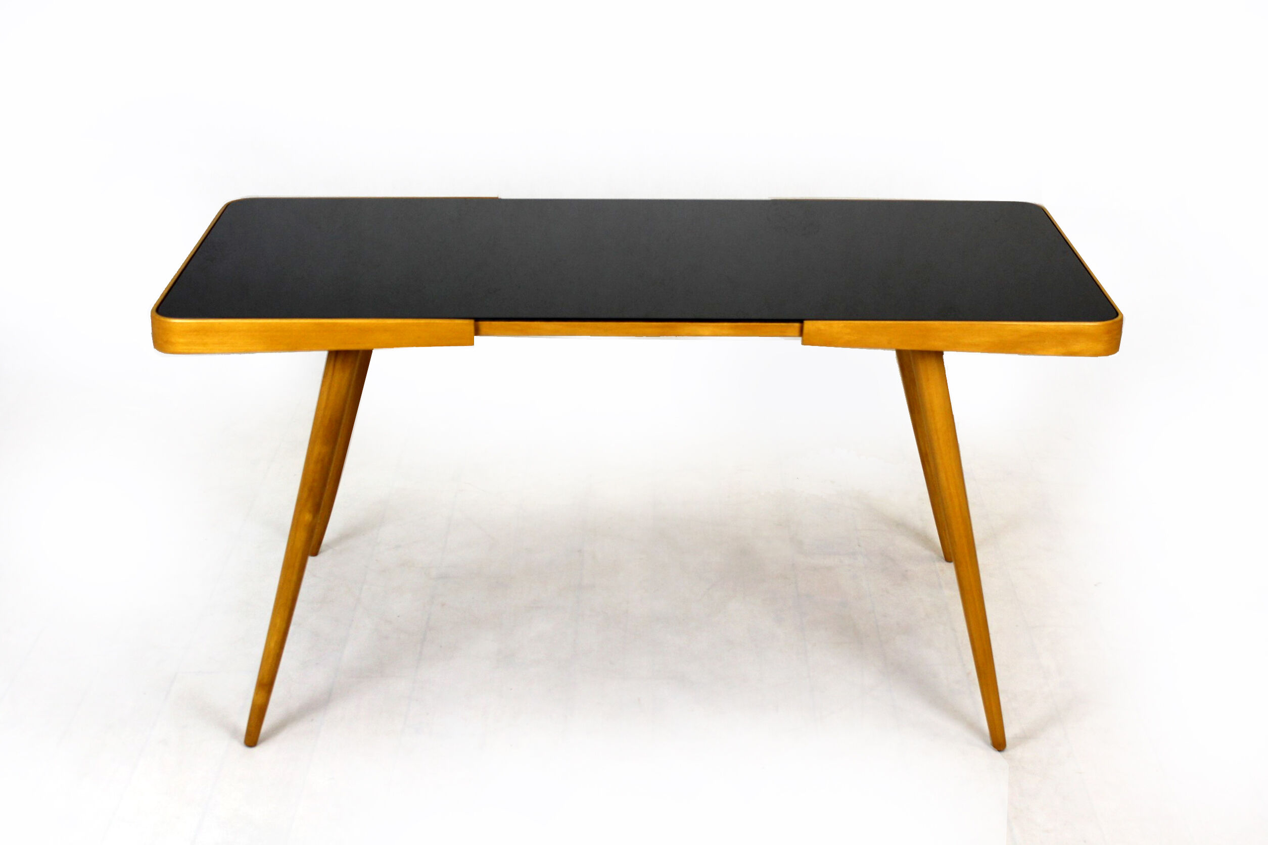 Coffee Table with Black Glass Top by Jiří Jiroutek for Cesky Nabytek, 1960s