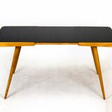 Coffee Table with Black Glass Top by Jiří Jiroutek for Cesky Nabytek, 1960s