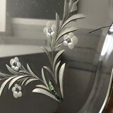 Old bevelled and engraved mirror   43x63cm