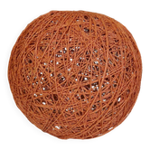 Abat-jour orange en corde et rotin 1970