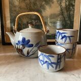 Stoneware tea set, 3 cups