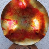 Contemporary decorative glass plate signed Cesart Italy 1980 glazed