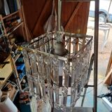 Vintage Chrome Chandelier and Transparent Plastic Pendants