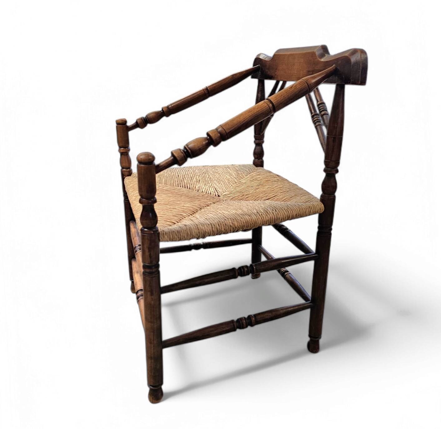 A pair of Dutch oak / matching Rush Chairs 1930s