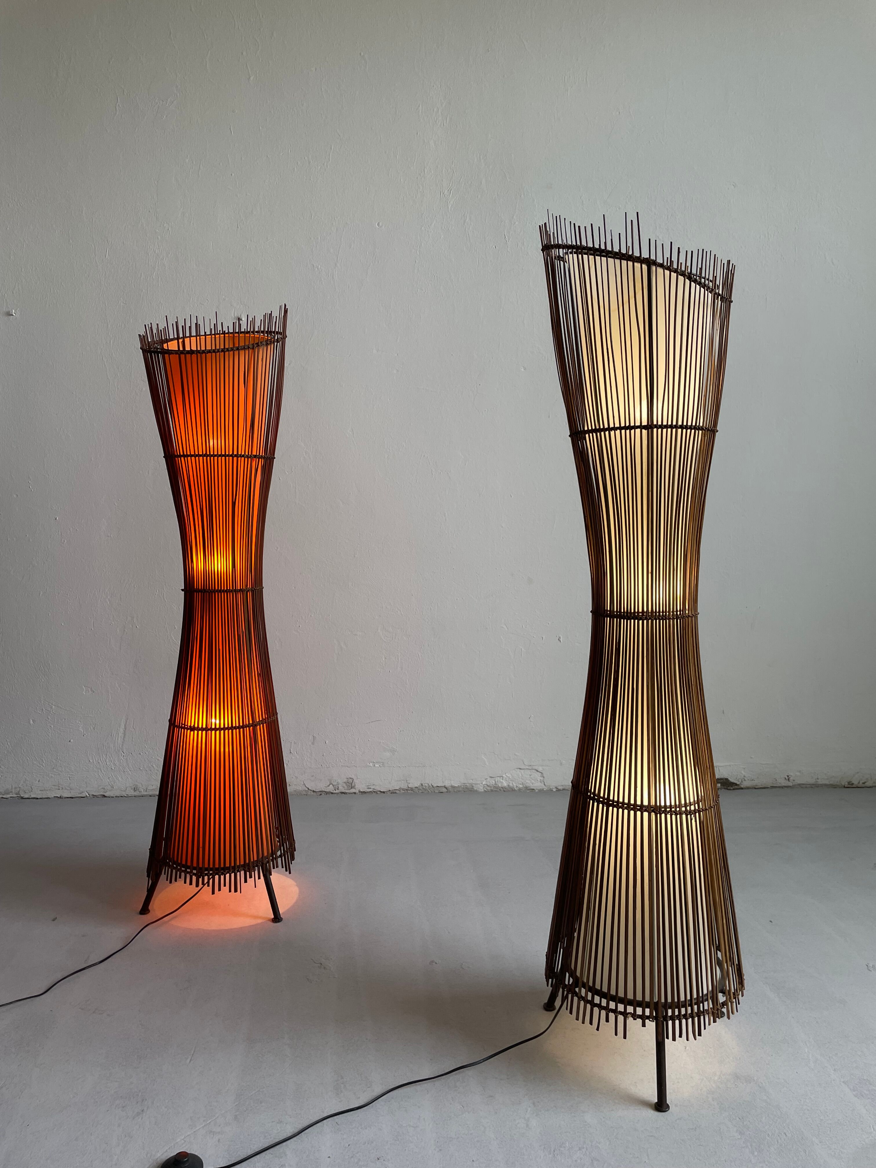 Vintage French 1980's Sculptural Floor Lamp Kobe; Japandi Organic Form