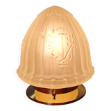 Art Deco ceiling light in transparent satin glass, 1920s-30s