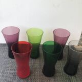 6 large colored glasses
