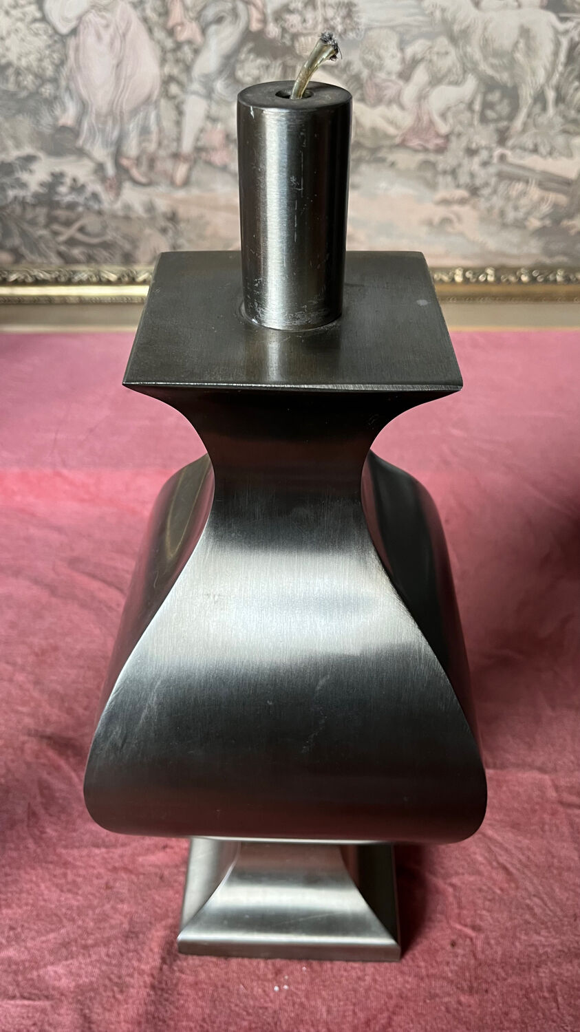 Brushed stainless steel lamp foot 1970