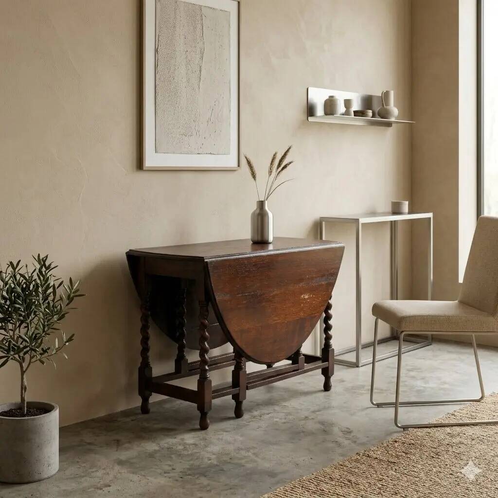 Petite table ancienne en chêne teinté noyer, Angleterre, XIXe siècle