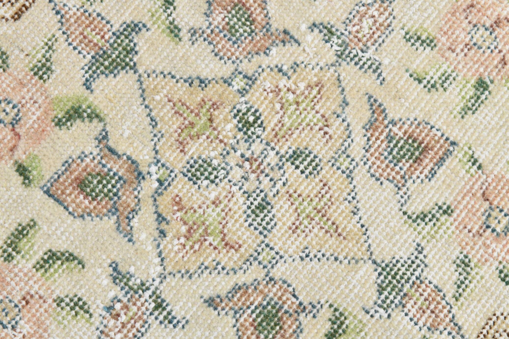 Light Yellow & Brown Turkish Rug, 114x204Cm