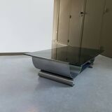 Brushed stainless steel coffee table, 1970