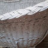 Wicker and painted wood baby cradle