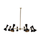 Brass and black painted metal chandelier