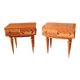 Pair of cherry wood marquetry bedside tables