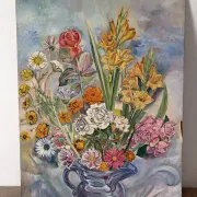 Bouquet in the light, oil on paper by Maurice Bouillot 1949