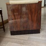 Two armchairs and an Art Deco style pouf