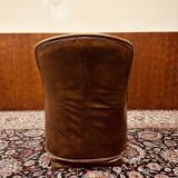 Fauteuil Chesterfield anglais en cuir marron