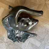 Sculpture en bronze intitulee meditation de Yves Lohe