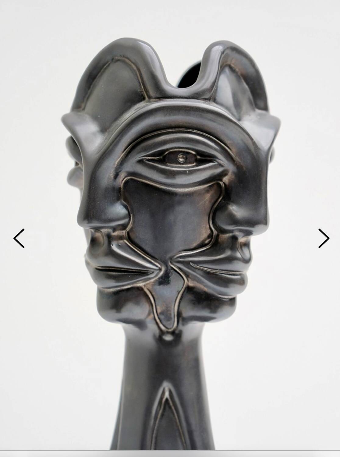Vase sculpture with four faces by Jean Marais Vallauris