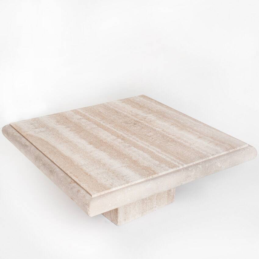 Large vintage travertine marble coffee table. Italy, 1980s