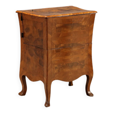 Ancient Baroque cabinet in walnut and cherry wood, Italy, 18th century.