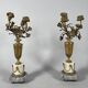 Pair of candelabra vases with flowers in marble and bronze, 19th century.