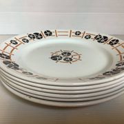 Six anciennes assiettes plates faïence année 30 modèle nymphéas