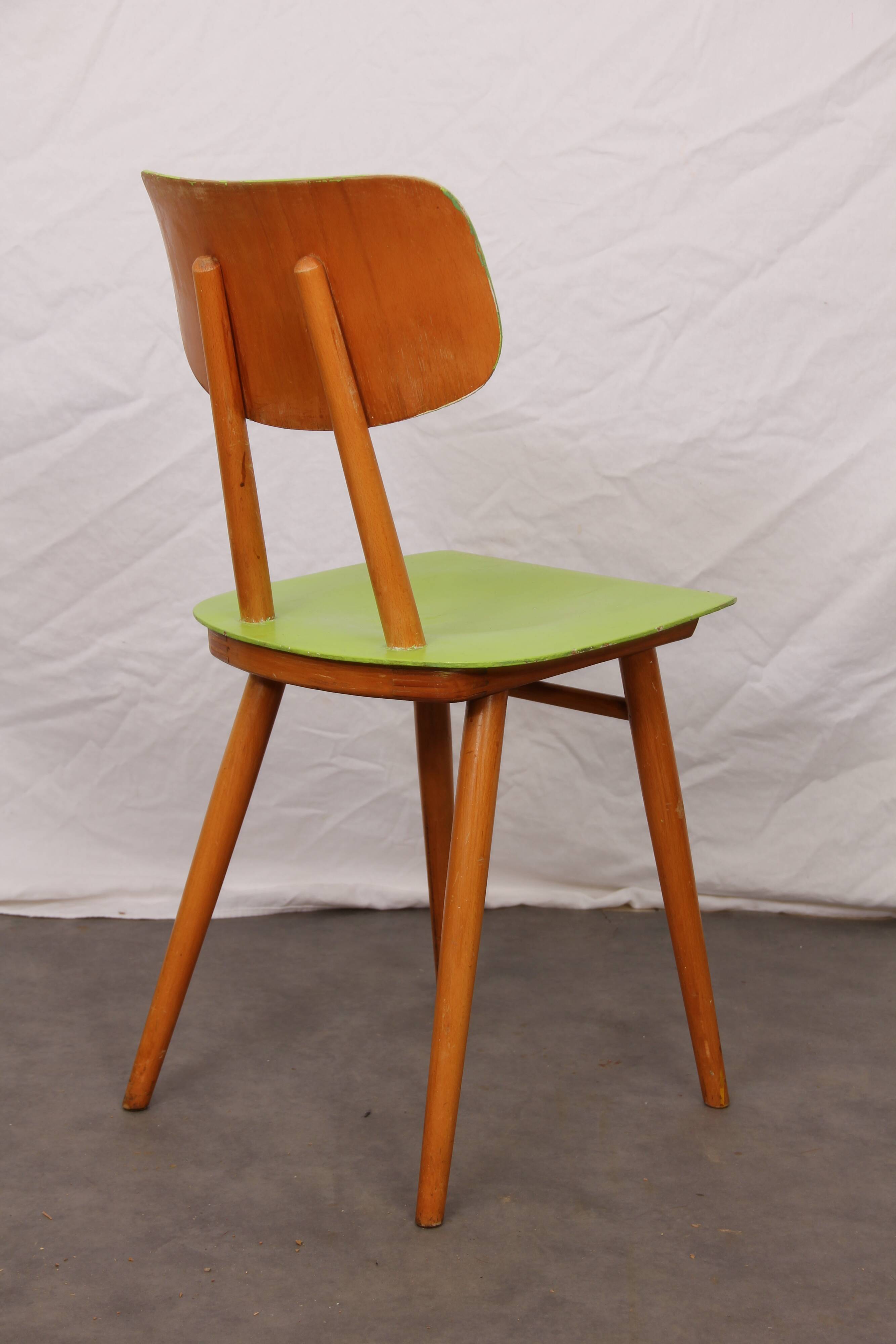 Paire de chaises vertes pour Ton, 1960
