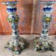 Pair of Desvres earthenware candlesticks