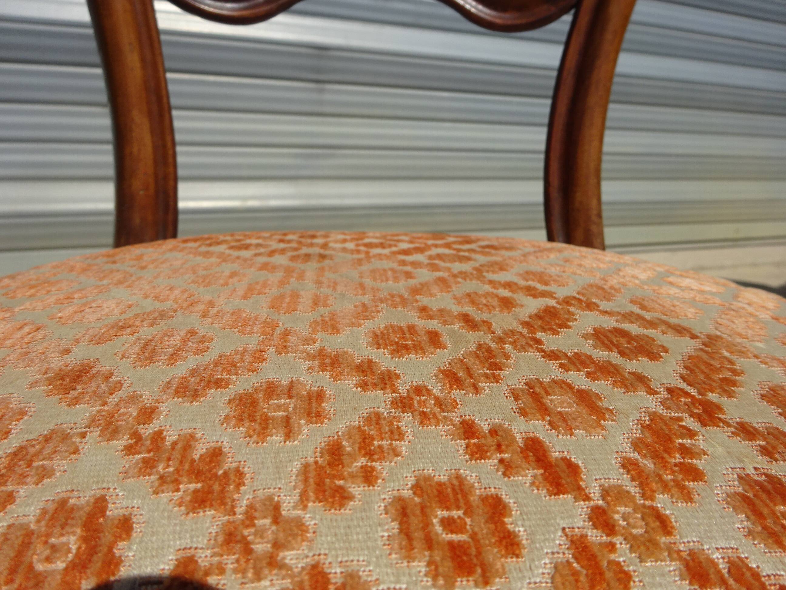 Antique Louis Philippe style chairs in walnut and velvet