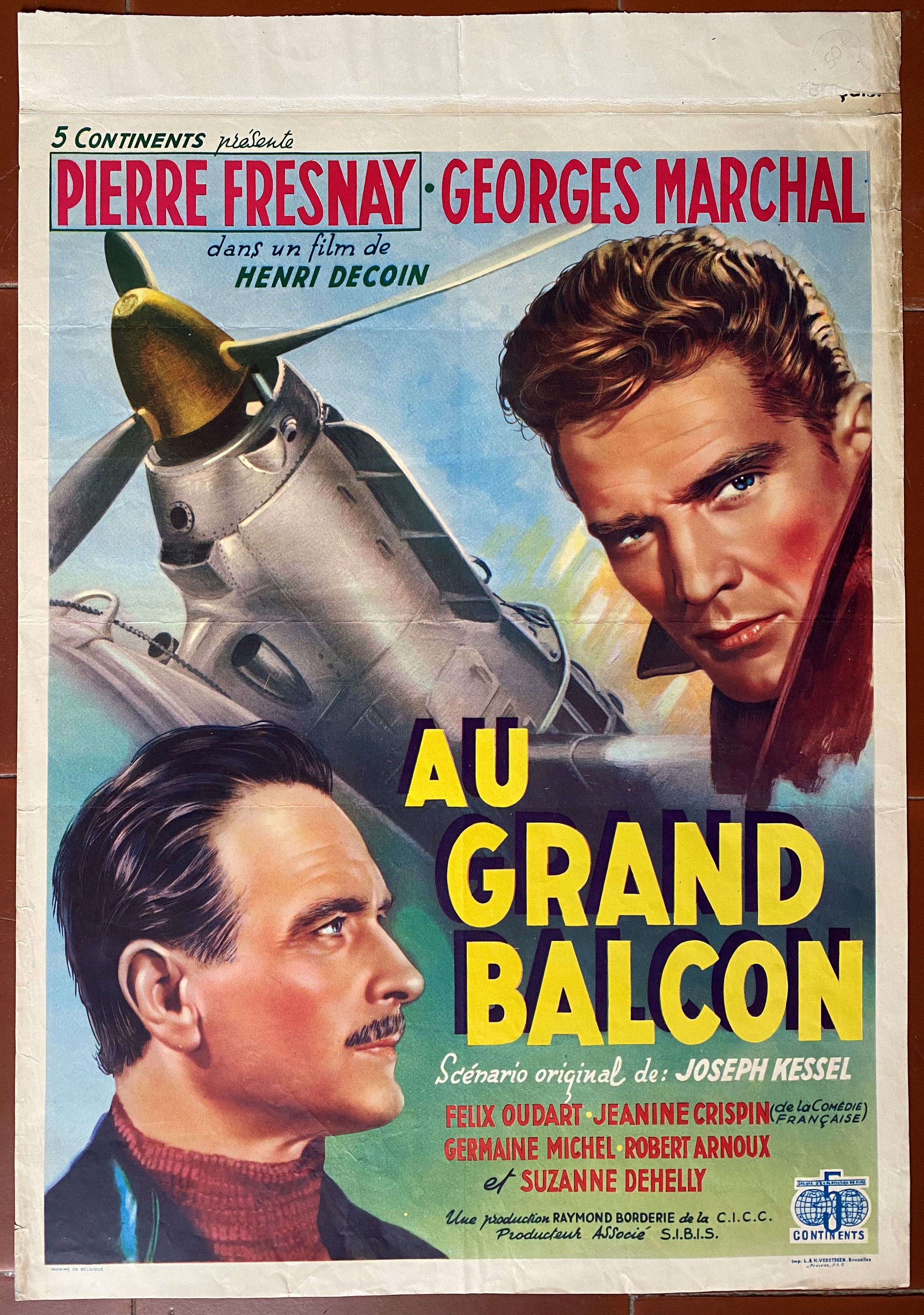 Original cinema poster "Au grand balcon" Pierre Fresnay, Aviation 36x52cm 1949