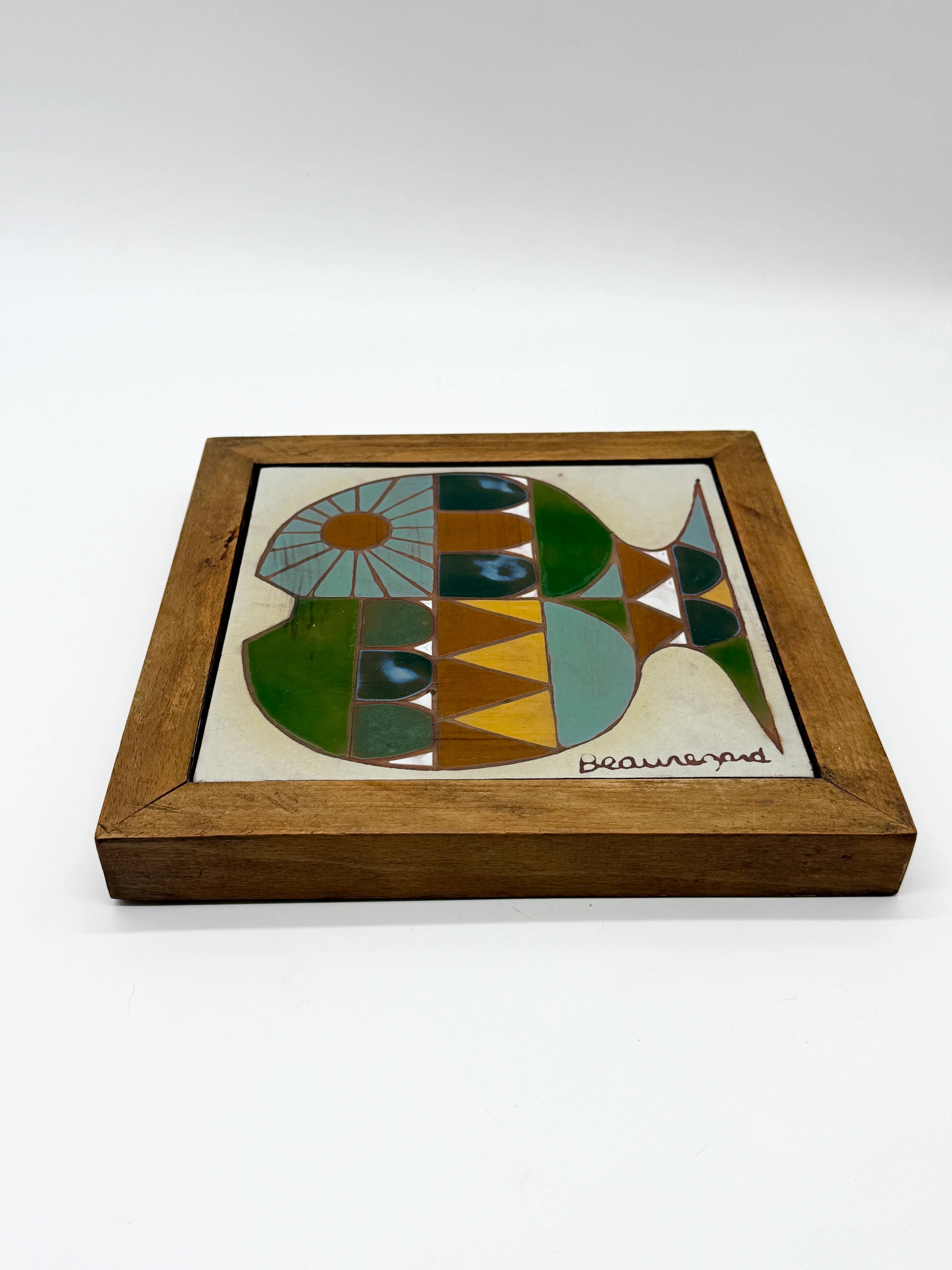 Céramique murale « poisson » signée Beauregard, 1960