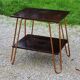 Vintage double wooden side table with copper base from the 50s