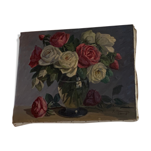 Le bouquet de rose, Huile - toile