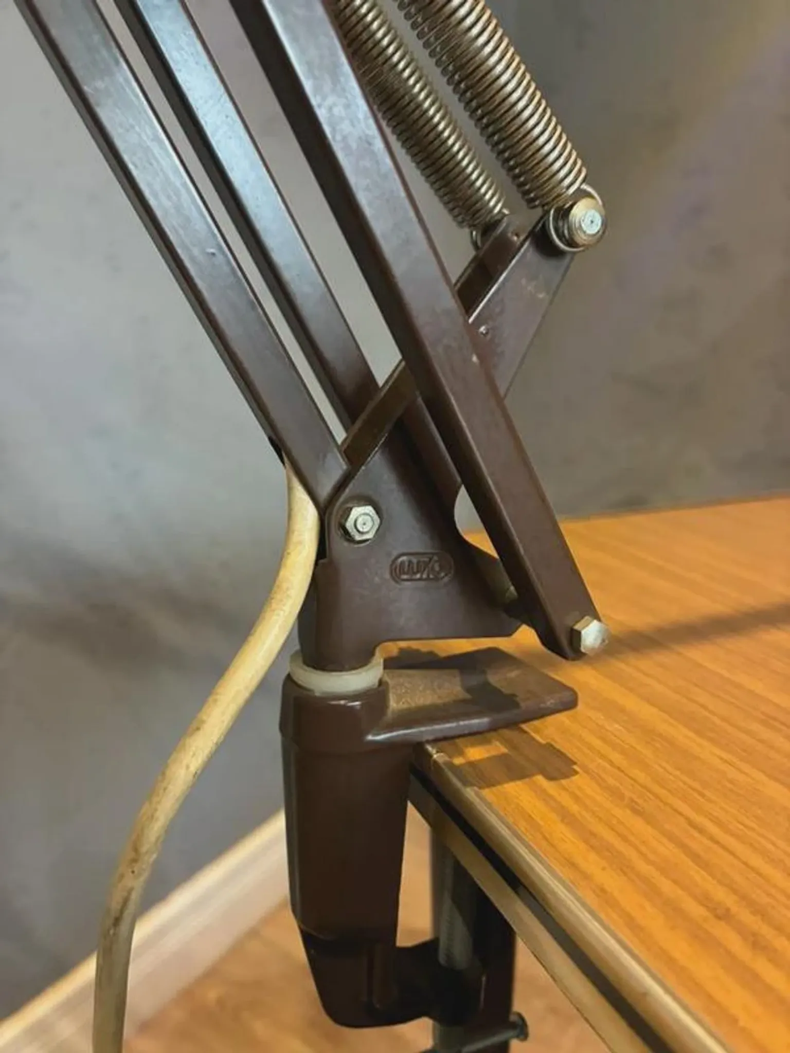 Luxo L-1 architect desk lamp by Jacob Jacobsen, brown, 1960s