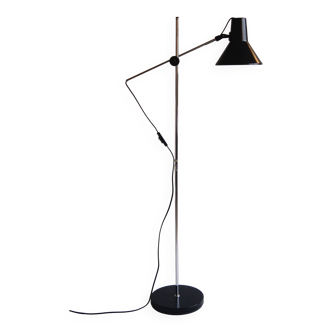 Black vintage IKEA adjustable floor reading lamp - Stilnovo inspired design from the 1980s.